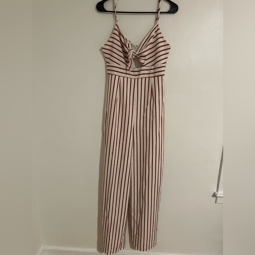 Striped cream/striped jumpsuit